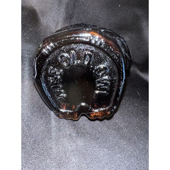 Amber Glass Wise Old Owl Glass Piggy Bank 7”tall Vintage Coin A8 - Picture 6 of 7